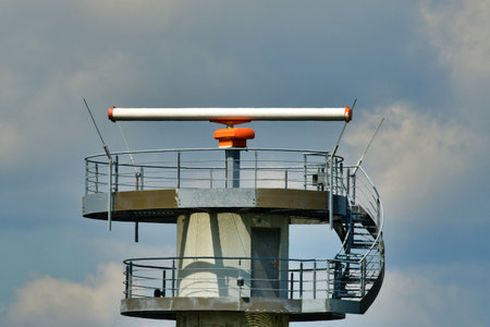 Flight radar of Frankfurt airport air traffic technology radar tower. High quality photoの写真素材
