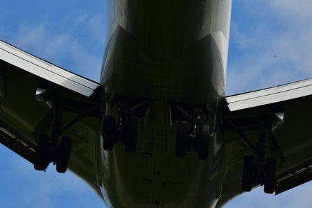 Airplane Landing Frankfurt Germany Airport Travel Detail View. High quality photoの写真素材