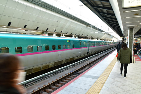 High speed train Japan Shinkansen in Tokyo Main Station. High quality photo
