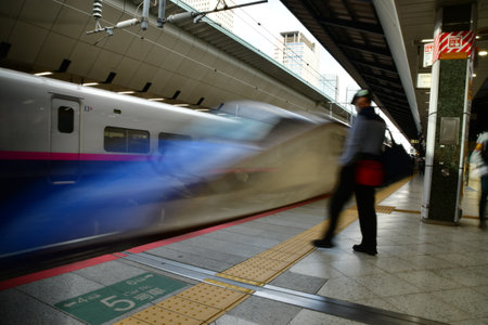 High speed train Japan Shinkansen in Tokyo Main Station. High quality photoの写真素材