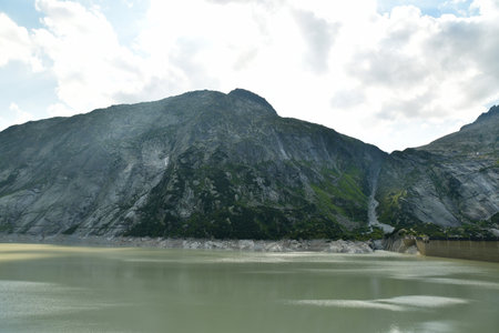 reservoir mountain Grimsel Pass Swiss Beautiful landscape alpineの写真素材