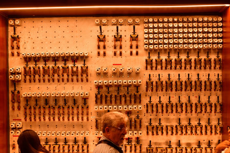 control panel with old switches and fuse background electric. High quality photoの写真素材
