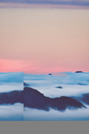 sunset from Mt Osorno refugio teski red orange dramatic view. High quality photo