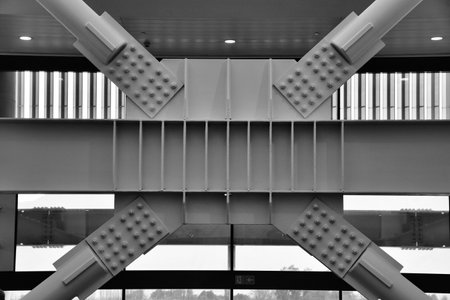 Steel beam bolt construction Abstract black white heavy.