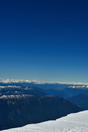 panoramic view from Osorno Vulcan to Puntiagudo peak winter snow clear sky ski. High quality photoの写真素材
