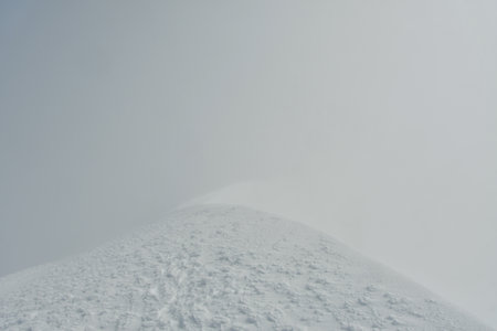 Puyehue summit views in winter white out snow storm wind. High quality photoの写真素材