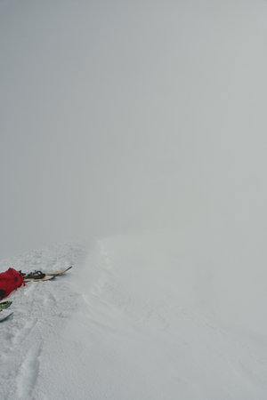 Puyehue summit views in winter white out snow storm wind. High quality photoの写真素材
