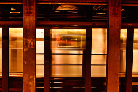 new york subway motion train underground tube transportation . High quality photo