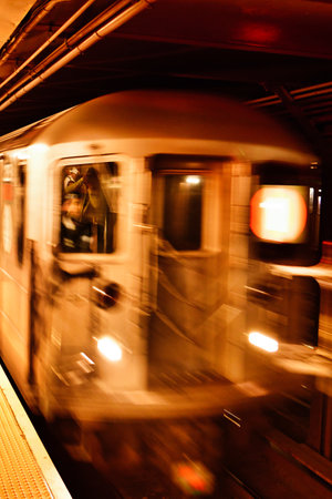 new york subway motion train underground tube transportation . High quality photoの写真素材