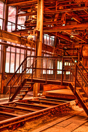 World Heritage Voelklinger Huette ironworks industrial factory historic steel. High quality photoの写真素材