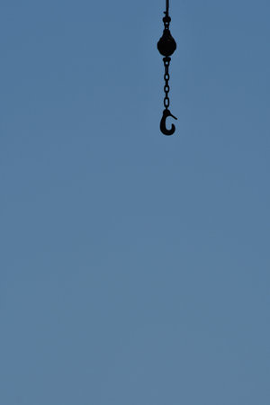 Crane hook blue sky construction heavy transport
