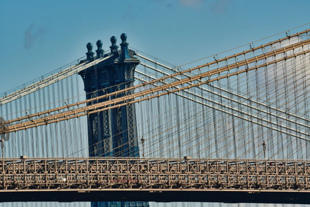 Details of Brooklyn and Manhattan Bridge New York City. High quality photoの写真素材