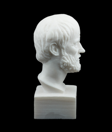 Greek philosopher Aristotle sculpture isolated on blackのeditorial素材