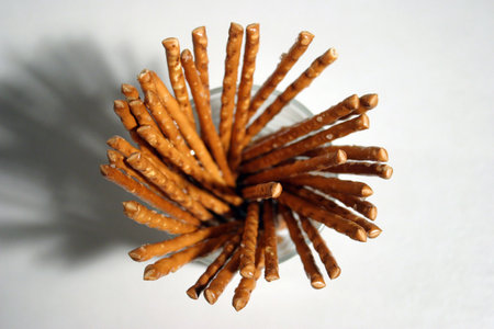 Savoury sticks radially spread in glass.の写真素材