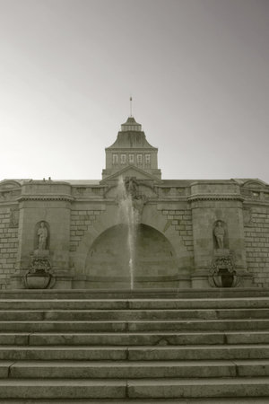 Central point of the historical Hrobry's Embankment (Haken Terrasse) in Szczecin, Polandの写真素材