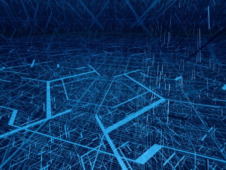 Deep blue wire 3d structureの写真素材