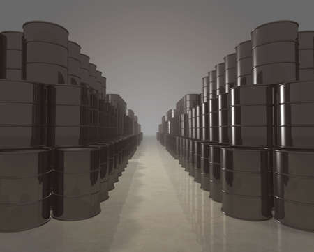 Long stacks of petroleum barrels - digitally generatedの写真素材