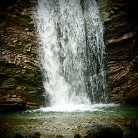 Waterfall into the gorgeの写真素材