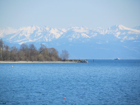 view from the lake constance to the alps