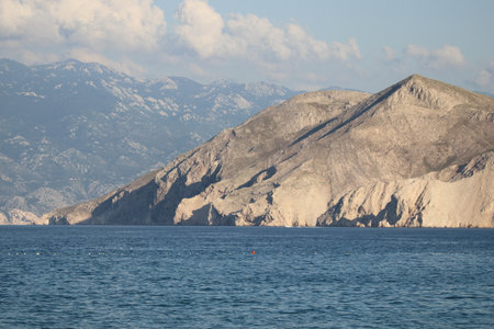 scenic view over the bay of baskaの写真素材