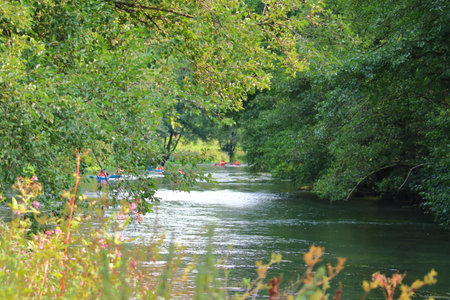 scenic view to the beautiful wiesent riverの写真素材