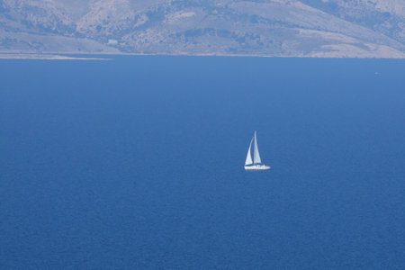 Sailboat in the Adriatic Sea, Croatiaの写真素材