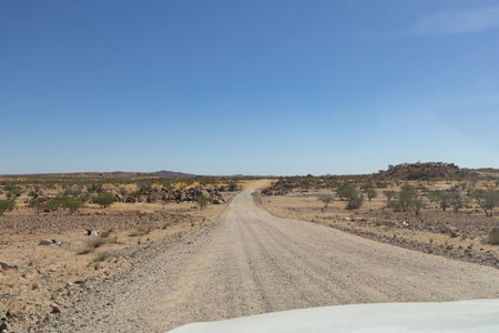 Rural road in the Namib Desert, Namibia, Africaの写真素材