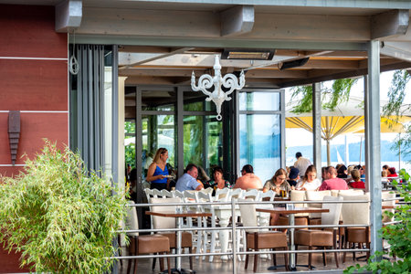 Terrace of Restaurant Riva in Sipplingenのeditorial素材