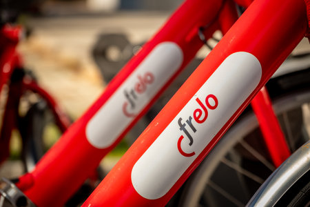 Two frelo Bikes for Rental in Freiburgのeditorial素材