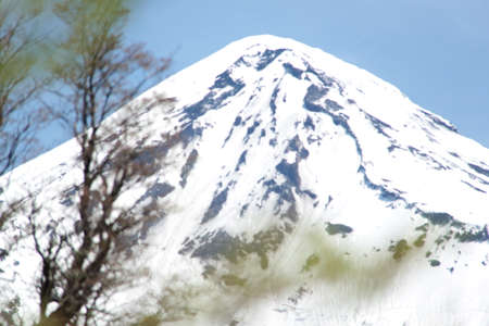 Lanin peak volcano, Patagonia Argentinaの写真素材