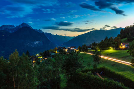 Evening long exposure with a view of Gailtal Alps from Iselsberg-Stronach Tyrol Austriaの写真素材