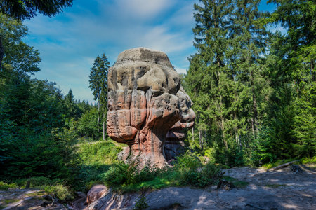 A view of the chalice stones near Oybin in Saxonyの写真素材