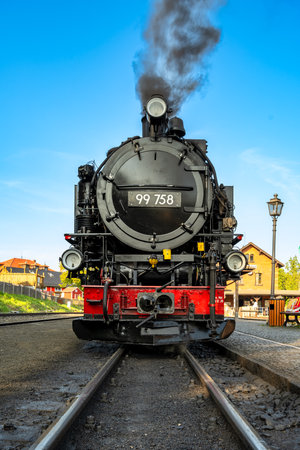 A view of the narrow-gauge railroad in Bertsdorf in the Free State of Saxony
