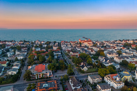 A view of Binz on the Baltic Sea from aboveの写真素材