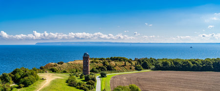 A view of the lighthouse at Cape Arkona on the Baltic Seaの写真素材