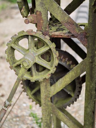 detail from an old and rusty railroad sign in germany