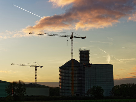 Construction of a new industrial plant with two cranes