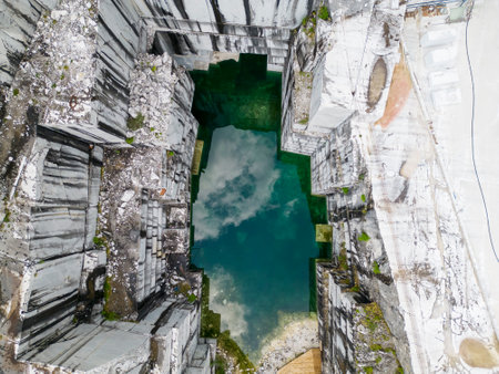 Lake of Valsora Massa Carrara Tuscany Italy aerial viewの写真素材