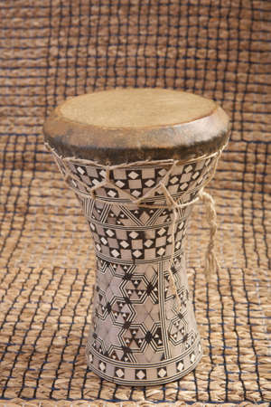 Silver pearl inlaid Egyptian dumbek hand drumの写真素材