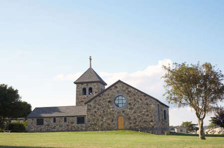 Landscape of exterior of traditional stone churchの写真素材