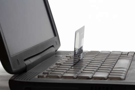 Credit card on a laptop computer keyboard