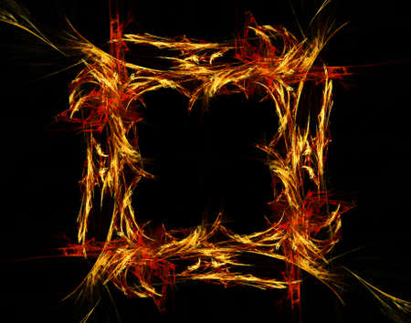 Abstract flame border frame on black backgroundの写真素材