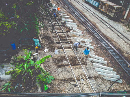 Working people in railwayの写真素材