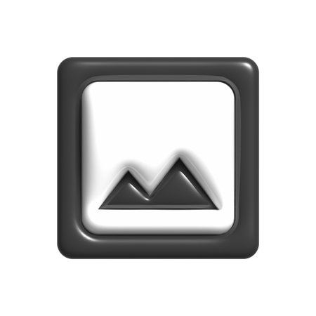 A 3d render of a button with a mountain image in itの写真素材
