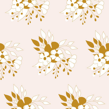 Elegant golden flower composition in a seamless pattern designのイラスト素材