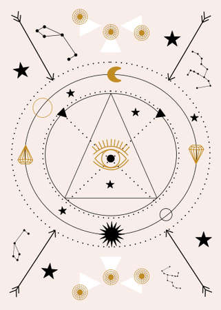 Eye and circles, in a geometrical compositionのイラスト素材