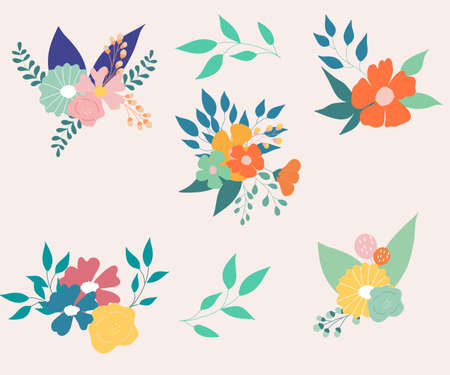 Bohemian flowers composition, vector illustrationのイラスト素材