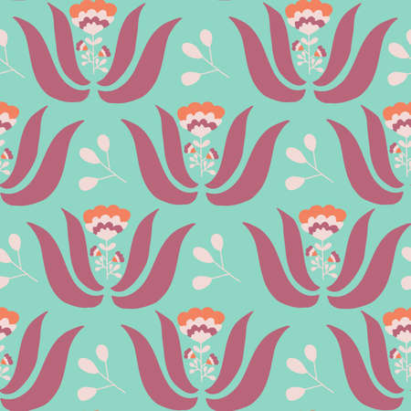 Purple and orange flowers, in an art deco composition