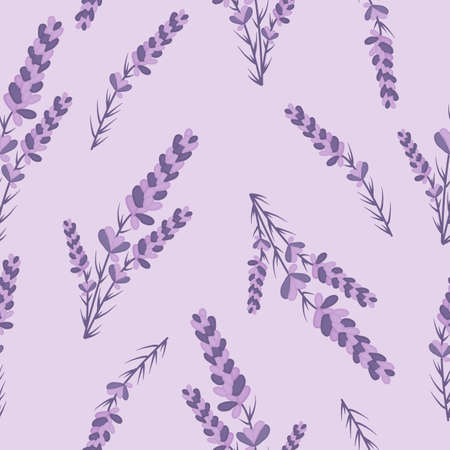 Purple lavender in a seamless pattern designのイラスト素材
