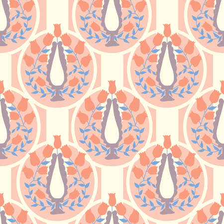 Orange and purple art deco composition, in a seamless pattern designのイラスト素材